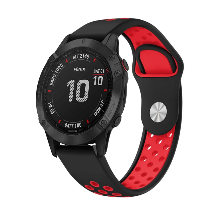 For Garmin Fenix 6 Pro GPS 22mm Sports Breathable Silicone Watch Band(Black+Red) -  by PMC TechLife | Online Shopping South Africa | PMC TechLife