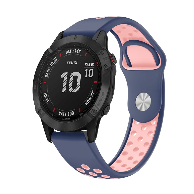 For Garmin Fenix 6 Pro GPS 22mm Sports Breathable Silicone Watch Band(Midnight Blue+Pink) -  by PMC TechLife | Online Shopping South Africa | PMC TechLife