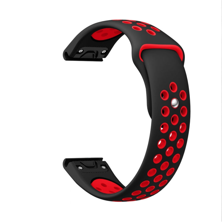 For Garmin Fenix 6 Sapphire GPS 22mm Sports Breathable Silicone Watch Band(Black+Red) -  by PMC TechLife | Online Shopping South Africa | PMC TechLife
