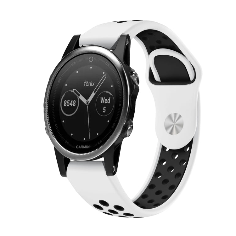 For Garmin Fenix 5 22mm Sports Breathable Silicone Watch Band(White+Black) -  by PMC TechLife | Online Shopping South Africa | PMC TechLife