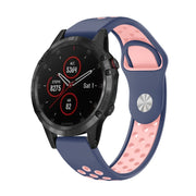 For Garmin Fenix 5 Plus 22mm Sports Breathable Silicone Watch Band(Midnight Blue+Pink)