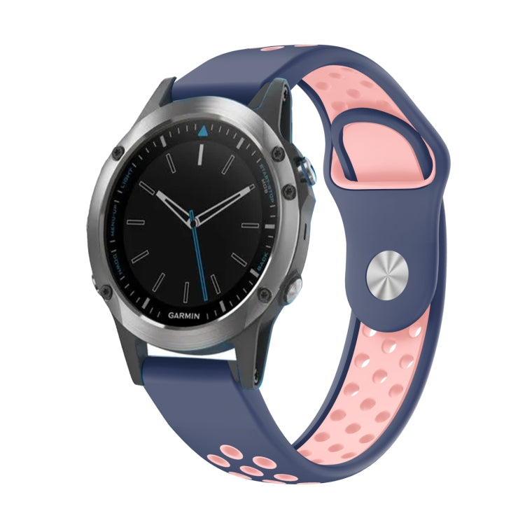 For Garmin Quatix 5 22mm Sports Breathable Silicone Watch Band(Midnight Blue+Pink) -  by PMC TechLife | Online Shopping South Africa | PMC TechLife