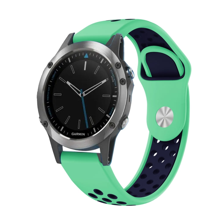 For Garmin Quatix 5 Sapphire 22mm Sports Breathable Silicone Watch Band(Mint Green+Midnight Blue) -  by PMC TechLife | Online Shopping South Africa | PMC TechLife