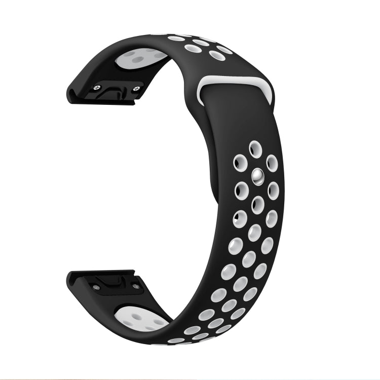 For Garmin Quatix 5 Sapphire 22mm Sports Breathable Silicone Watch Band(Black+White) -  by PMC TechLife | Online Shopping South Africa | PMC TechLife