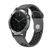 For Garmin Quatix 5 Sapphire 22mm Sports Breathable Silicone Watch Band(Grey+Black)