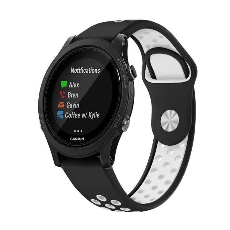 For Garmin Forerunner 935 22mm Sports Breathable Silicone Watch Band(Black+White) -  by PMC TechLife | Online Shopping South Africa | PMC TechLife