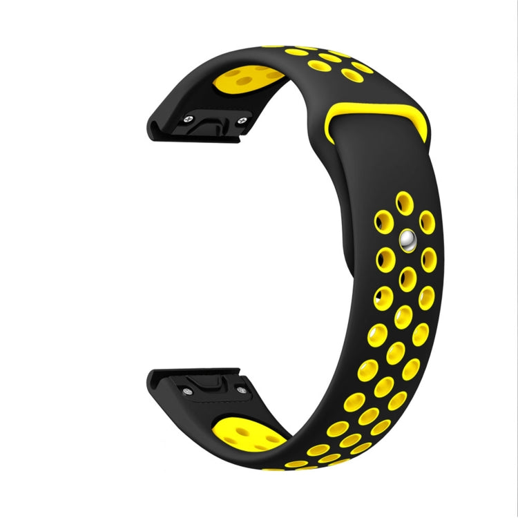 For Garmin Forerunner 935 22mm Sports Breathable Silicone Watch Band(Black+Yellow) -  by PMC TechLife | Online Shopping South Africa | PMC TechLife