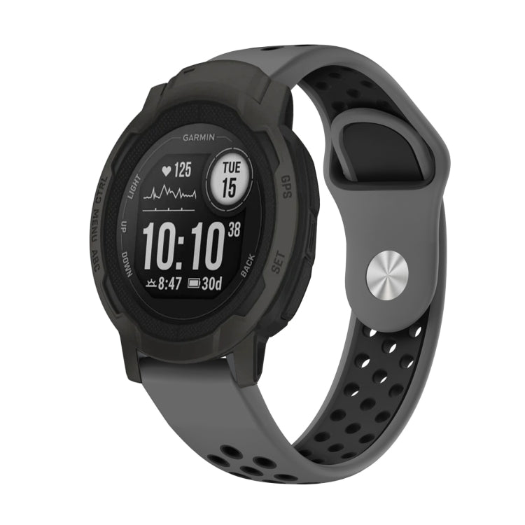 For Garmin Instinct 2 22mm Sports Breathable Silicone Watch Band(Grey+Black) -  by PMC TechLife | Online Shopping South Africa | PMC TechLife