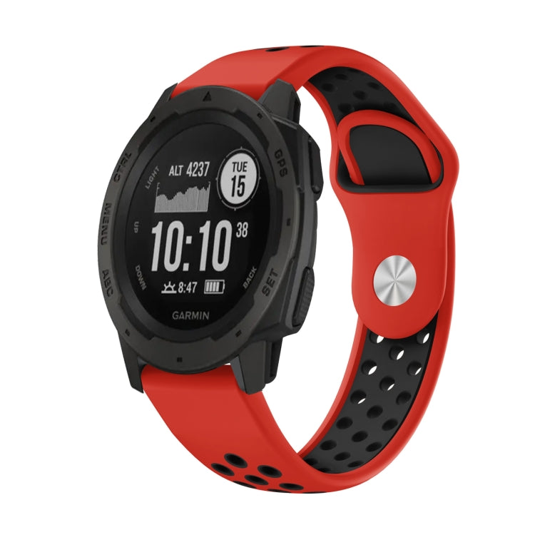For Garmin Instinct 22mm Sports Breathable Silicone Watch Band(Red+Black) -  by PMC TechLife | Online Shopping South Africa | PMC TechLife