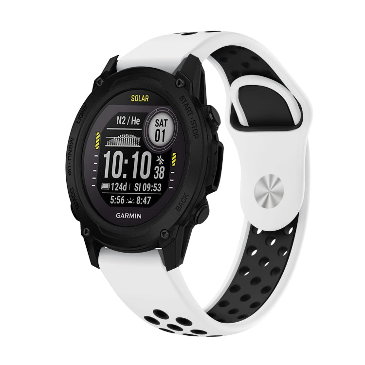 For Garmin Descent G1 22mm Sports Breathable Silicone Watch Band(White+Black) -  by PMC TechLife | Online Shopping South Africa | PMC TechLife