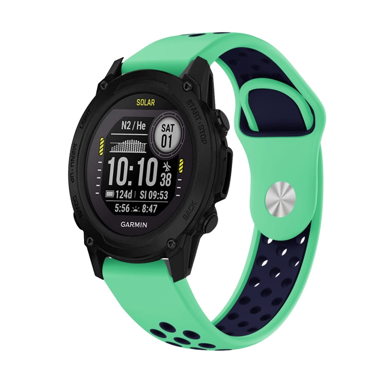For Garmin Descent G1 22mm Sports Breathable Silicone Watch Band(Mint Green+Midnight Blue) -  by PMC TechLife | Online Shopping South Africa | PMC TechLife