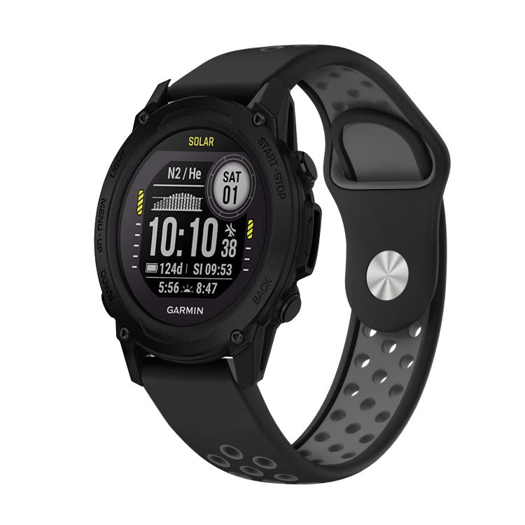 For Garmin Descent G1 22mm Sports Breathable Silicone Watch Band(Black+Grey) -  by PMC TechLife | Online Shopping South Africa | PMC TechLife