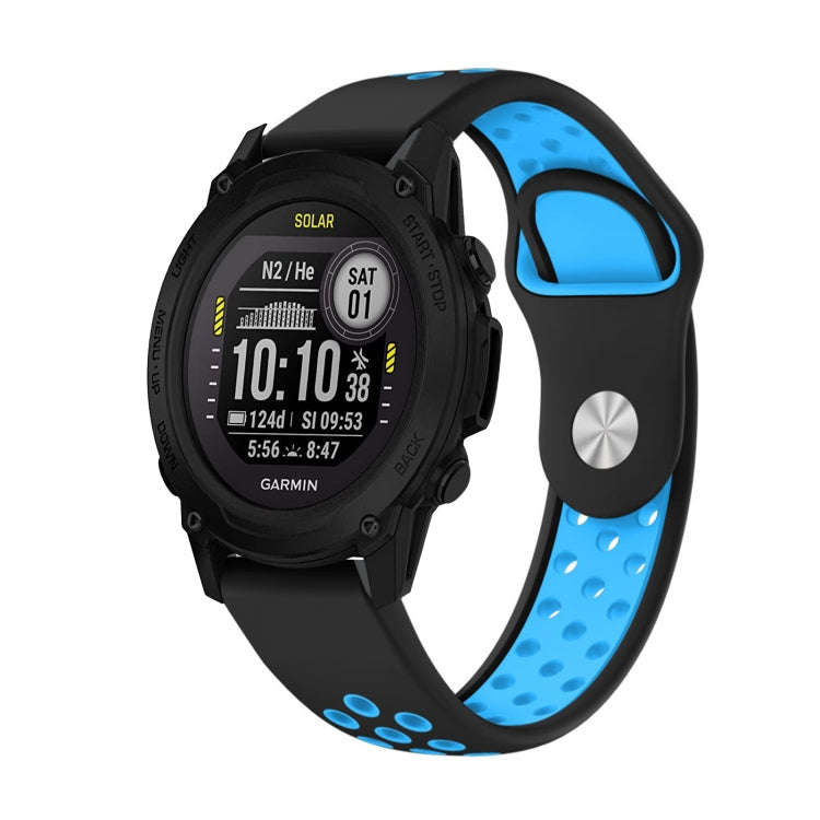 For Garmin Descent G1 22mm Sports Breathable Silicone Watch Band(Black+Blue) -  by PMC TechLife | Online Shopping South Africa | PMC TechLife