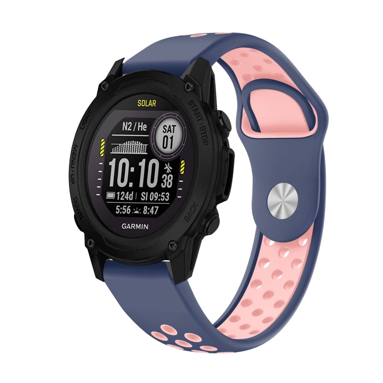 For Garmin Descent G1 22mm Sports Breathable Silicone Watch Band(Midnight Blue+Pink) -  by PMC TechLife | Online Shopping South Africa | PMC TechLife