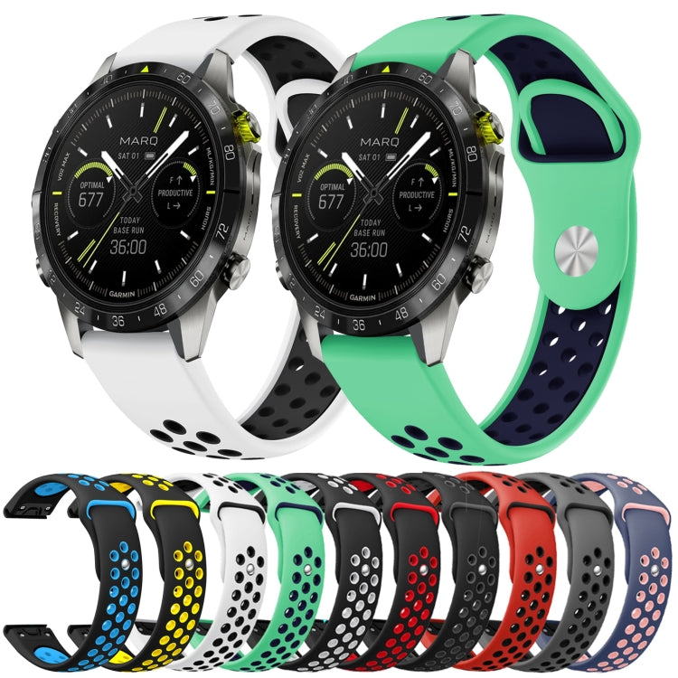 For Garmin Forerunner 945 22mm Sports Breathable Silicone Watch Band(Grey+Black)