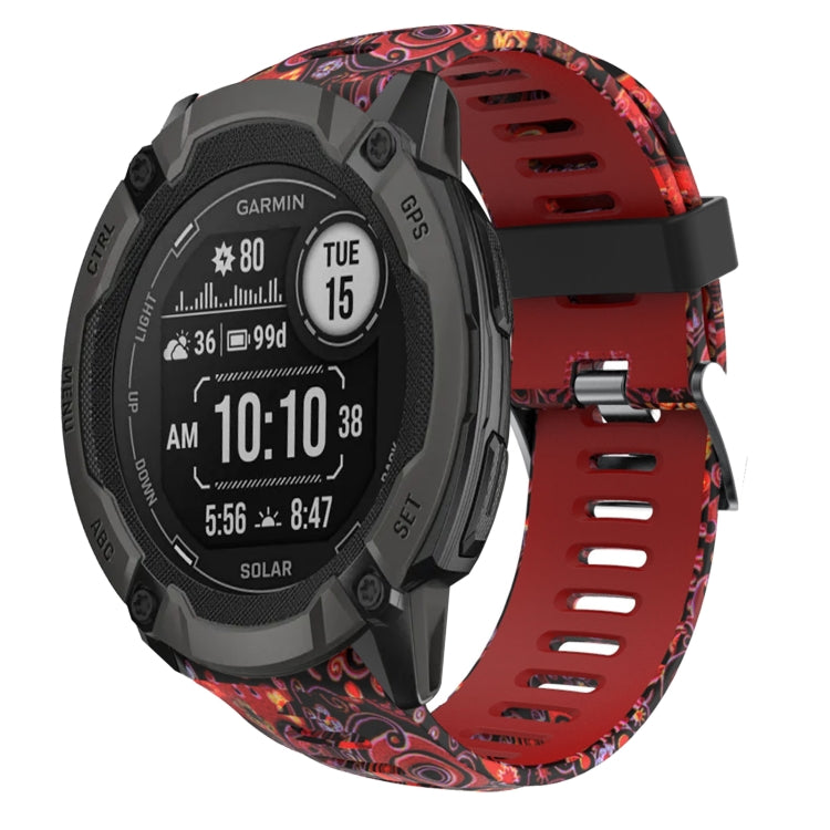 For Garmin Instinct 2X Solar 26mm Camouflage Printed Silicone Watch Band(Red+Jellyfish Camouflage) -  by PMC TechLife | Online Shopping South Africa | PMC TechLife
