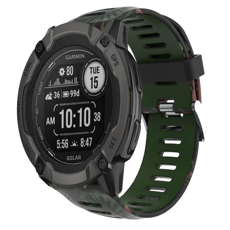 For Garmin Instinct 2X Solar 26mm Camouflage Printed Silicone Watch Band(Army Green+Bamboo Camouflage) -  by PMC TechLife | Online Shopping South Africa | PMC TechLife