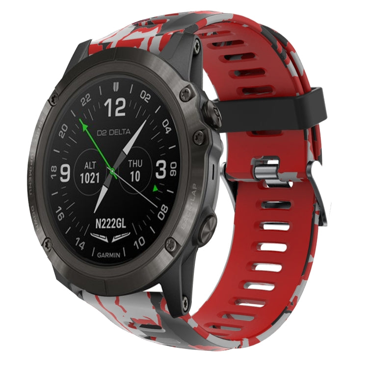 For Garmin D2 Delta PX 26mm Camouflage Printed Silicone Watch Band(Red+Army Camouflage) -  by PMC TechLife | Online Shopping South Africa | PMC TechLife