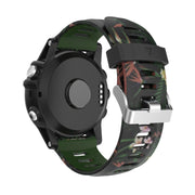 For Garmin D2 Delta PX 26mm Camouflage Printed Silicone Watch Band(Army Green+Bamboo Camouflage)