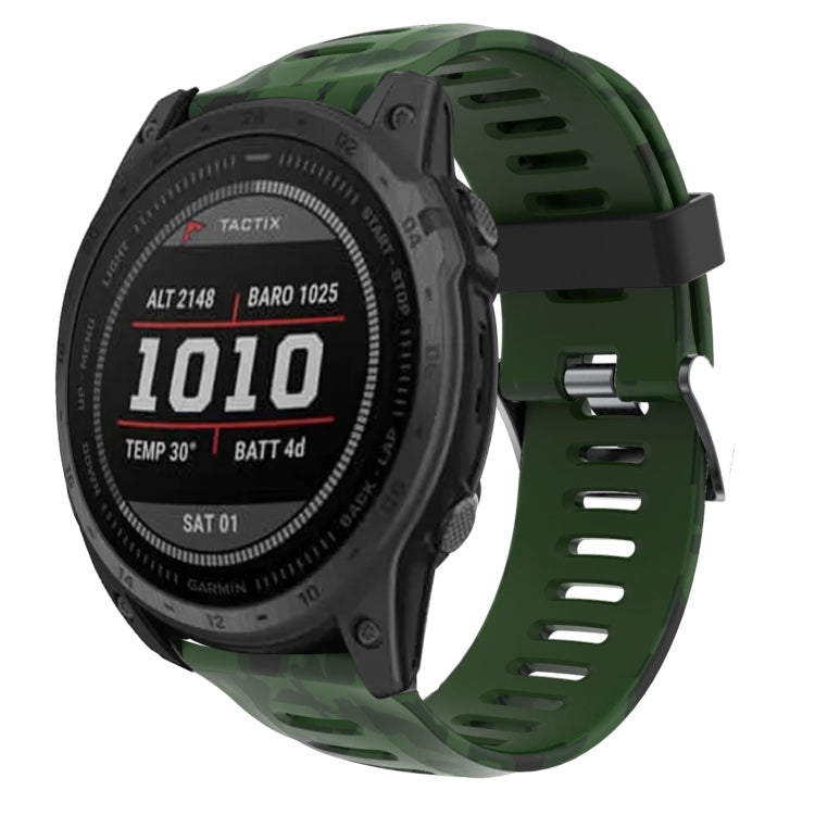 For Garmin Tactix 7 26mm Camouflage Printed Silicone Watch Band(Army Green+Army Camouflage) -  by PMC TechLife | Online Shopping South Africa | PMC TechLife