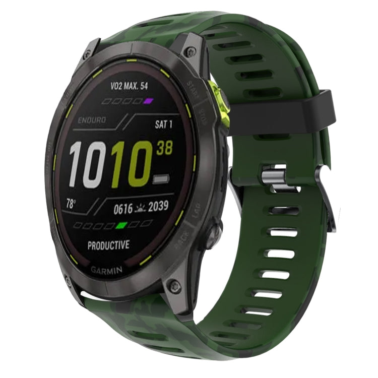 For Garmin Enduro 2 26mm Camouflage Printed Silicone Watch Band(Army Green+Army Camouflage) -  by PMC TechLife | Online Shopping South Africa | PMC TechLife