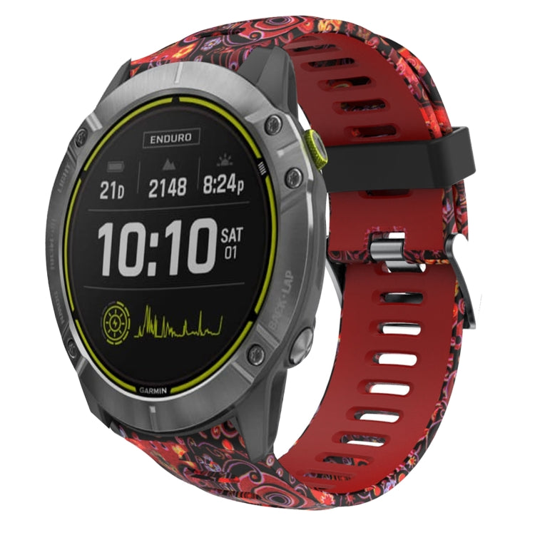 For Garmin Enduro 26mm Camouflage Printed Silicone Watch Band(Red+Jellyfish Camouflage) -  by PMC TechLife | Online Shopping South Africa | PMC TechLife