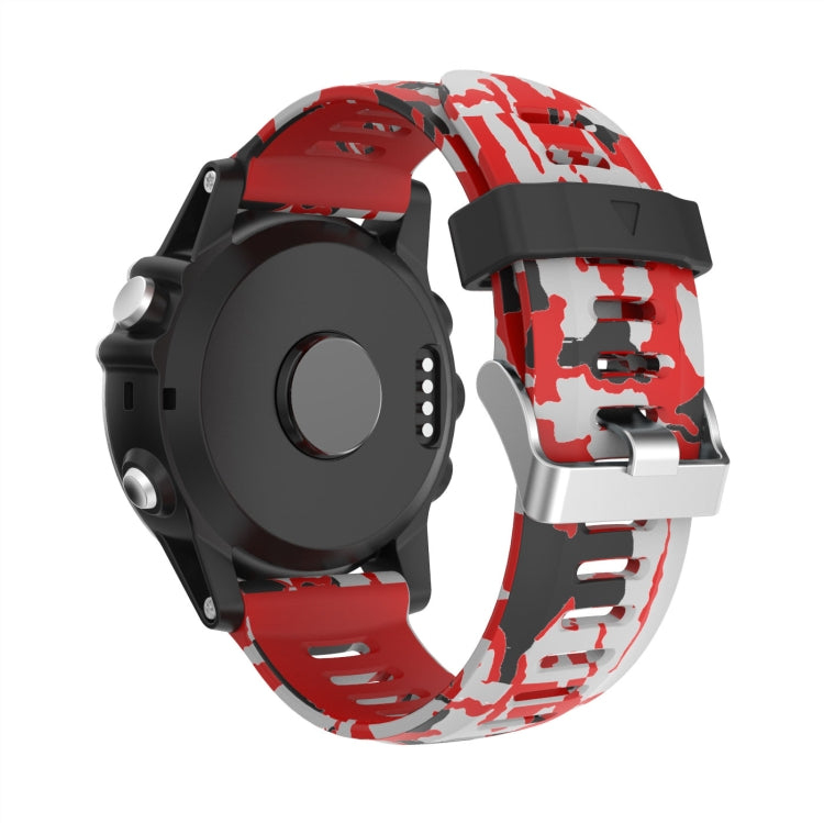 For Garmin Enduro 26mm Camouflage Printed Silicone Watch Band(Red+Army Camouflage) -  by PMC TechLife | Online Shopping South Africa | PMC TechLife