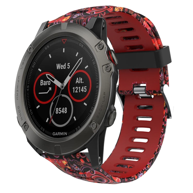 For Garmin Fenix 5X Sapphire 26mm Camouflage Printed Silicone Watch Band(Red+Jellyfish Camouflage) -  by PMC TechLife | Online Shopping South Africa | PMC TechLife