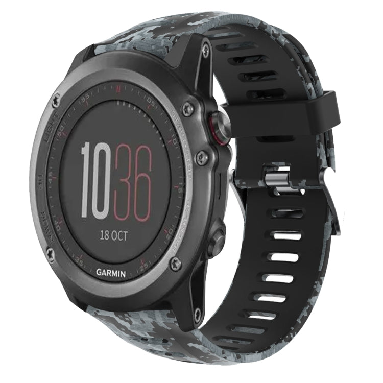 For Garmin Fenix 3 26mm Camouflage Printed Silicone Watch Band(Black+Digital  Camouflage) -  by PMC TechLife | Online Shopping South Africa | PMC TechLife
