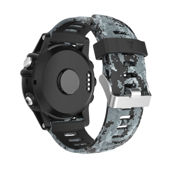 For Garmin Fenix 3 26mm Camouflage Printed Silicone Watch Band(Black+Digital  Camouflage)