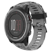 For Garmin Fenix 3 26mm Camouflage Printed Silicone Watch Band(Grey+Army Camouflage)