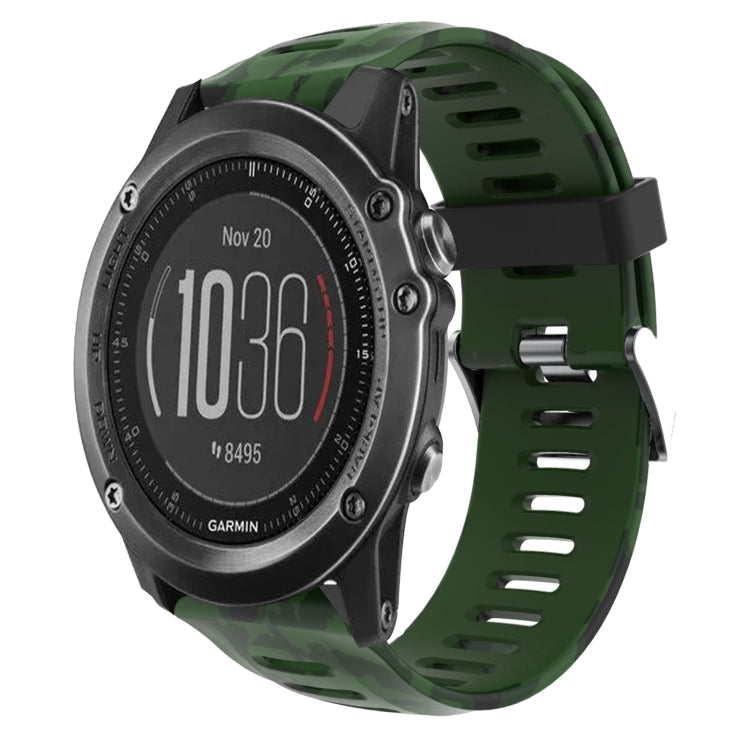 For Garmin Fenix 3 HR 26mm Camouflage Printed Silicone Watch Band(Army Green+Army Camouflage) -  by PMC TechLife | Online Shopping South Africa | PMC TechLife