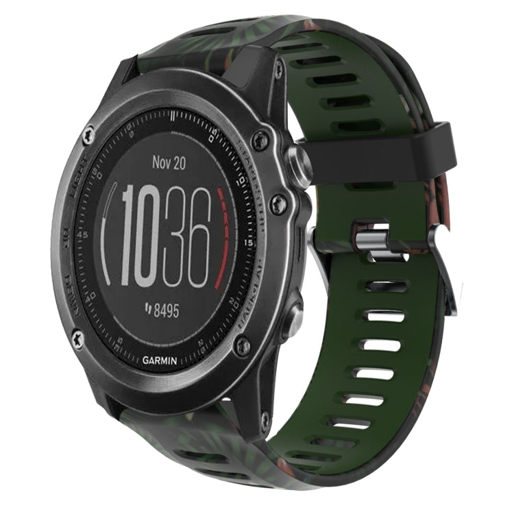 For Garmin Fenix 3 HR 26mm Camouflage Printed Silicone Watch Band(Army Green+Bamboo Camouflage) -  by PMC TechLife | Online Shopping South Africa | PMC TechLife