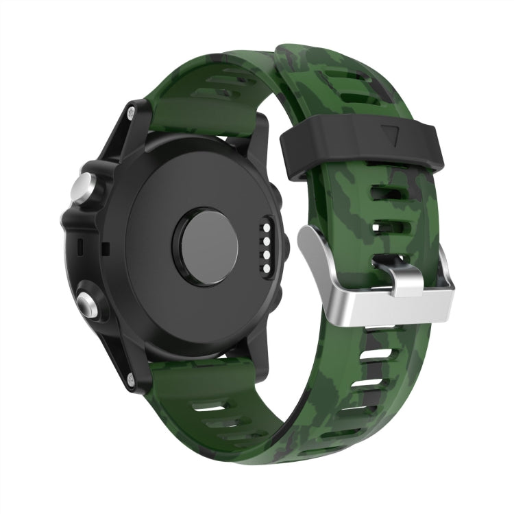 For Garmin Fenix 3 Sapphire 26mm Camouflage Printed Silicone Watch Band(Army Green+Army Camouflage) -  by PMC TechLife | Online Shopping South Africa | PMC TechLife