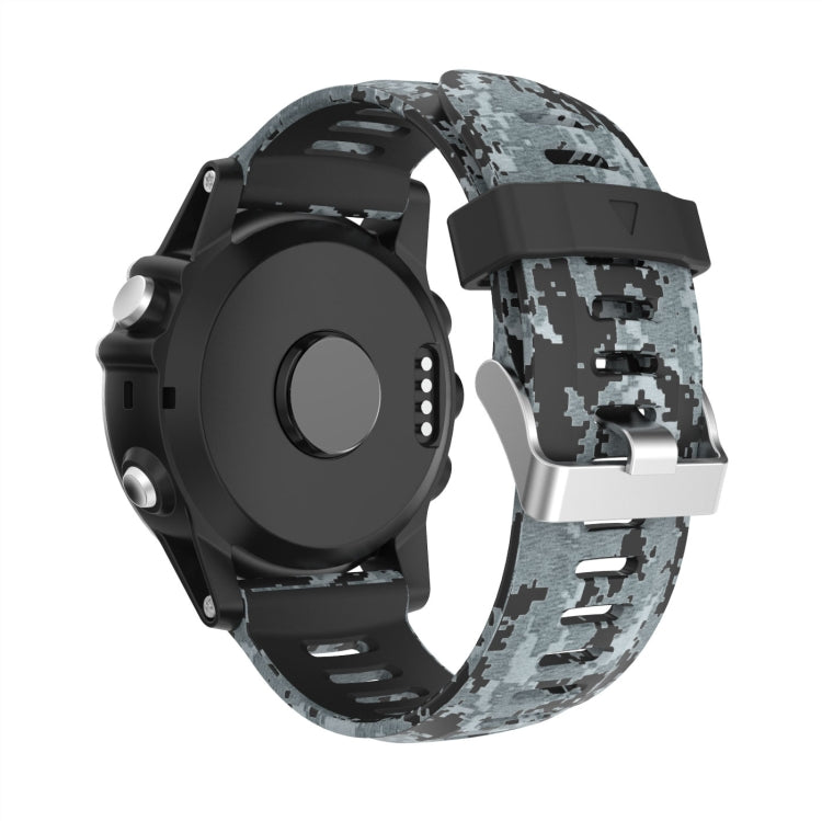 For Garmin Descent MK 1 26mm Camouflage Printed Silicone Watch Band(Black+Digital  Camouflage)