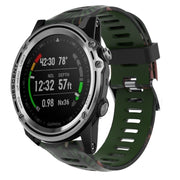 For Garmin Descent MK 1 26mm Camouflage Printed Silicone Watch Band(Army Green+Bamboo Camouflage)
