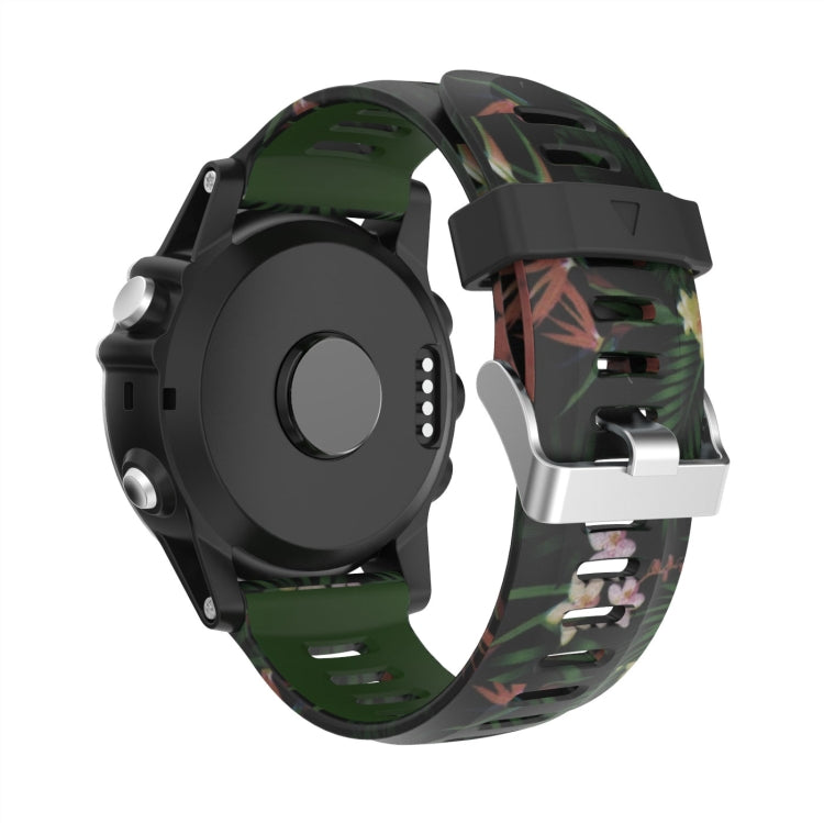 For Garmin Descent MK 2 26mm Camouflage Printed Silicone Watch Band(Army Green+Bamboo Camouflage) -  by PMC TechLife | Online Shopping South Africa | PMC TechLife