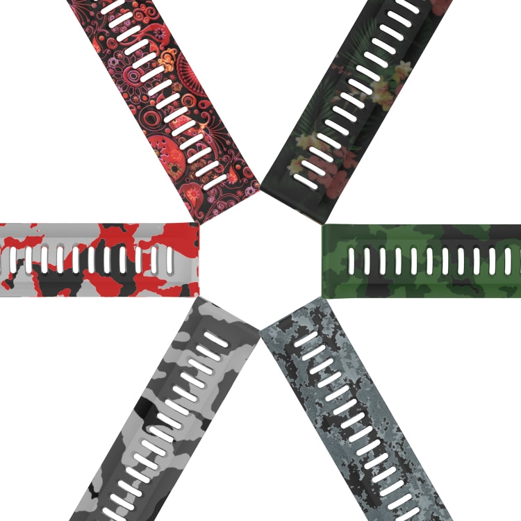 For Garmin Enduro 2 26mm Camouflage Printed Silicone Watch Band(Red+Army Camouflage) -  by PMC TechLife | Online Shopping South Africa | PMC TechLife