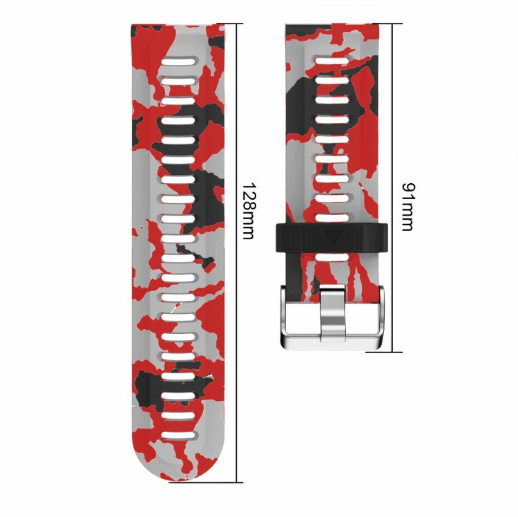 For Garmin Tactix Delta 26mm Camouflage Printed Silicone Watch Band(Red+Army Camouflage) -  by PMC TechLife | Online Shopping South Africa | PMC TechLife
