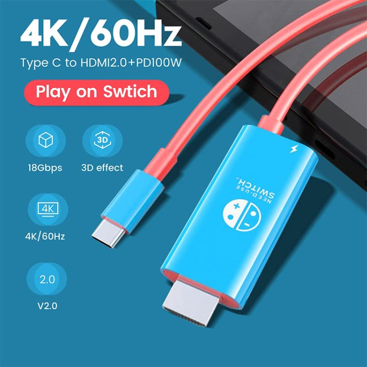 ENKAY ENK-CB136 6.6Ft. Type-C to HDMI Conversion Cable for Switch 4K HD Projection TV