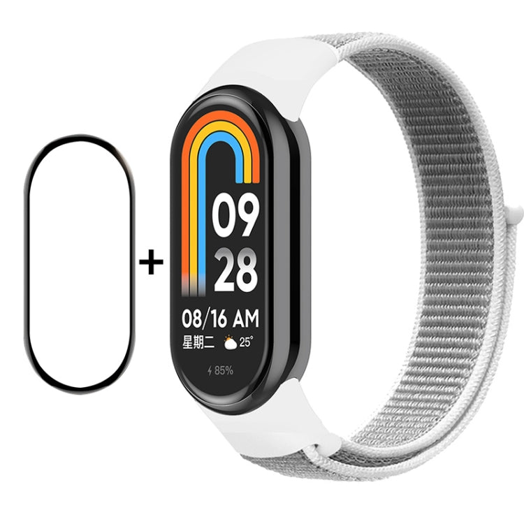 For Xiaomi Mi Band 8 ENKAY Hat-Prince 2 in 1 Set Full Coverage Screen Protector + Nylon Loop Watch Band(White) - free shipping - PMC TechLife - Order now!