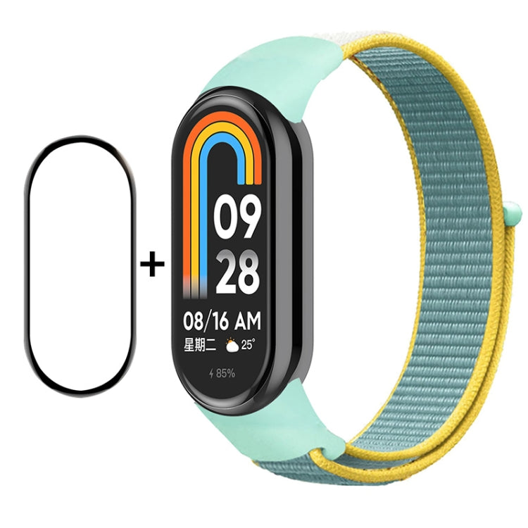 For Xiaomi Mi Band 8 ENKAY Hat-Prince 2 in 1 Set Full Coverage Screen Protector + Nylon Loop Watch Band(Cyan+Yellow) - free shipping - PMC TechLife - Order now!