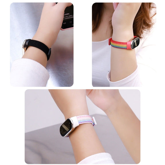 For Xiaomi Mi Band 8 ENKAY Hat-Prince 2 in 1 Set Full Coverage Screen Protector + Nylon Loop Watch Band(Blue+Yellow)
