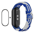 For Xiaomi Mi Band 8 ENKAY Hat-Prince 2 in 1 Set Full Coverage Screen Protector + Elastic Braided Nylon Watch Band(Blue White) - Watch Bands by ENKAY | Online Shopping South Africa | PMC TechLife | Buy Now Pay Later Mobicred