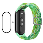 For Xiaomi Mi Band 8 ENKAY Hat-Prince 2 in 1 Set Full Coverage Screen Protector + Elastic Braided Nylon Watch Band(Colorful Green)