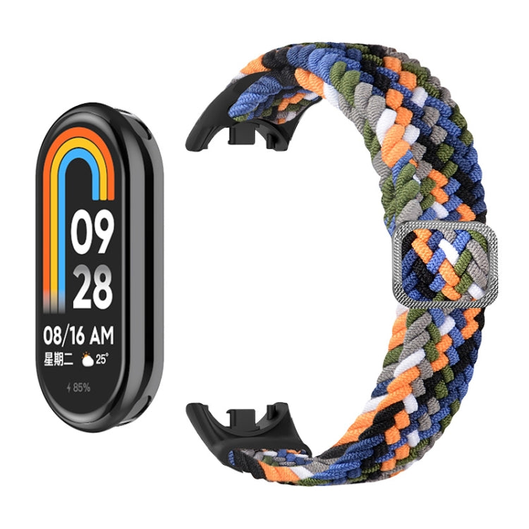 For Xiaomi Mi Band 8 ENKAY Hat-Prince 2 in 1 Set Full Coverage Screen Protector + Elastic Braided Nylon Watch Band(Colorful Black) - Watch Bands by ENKAY | Online Shopping South Africa | PMC TechLife | Buy Now Pay Later Mobicred