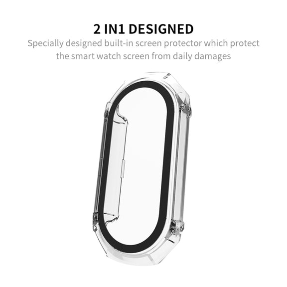 For Xiaomi Mi Band 8 ENKAY Hat-Prince Full Coverage PC Frame + Tempered Glass Film Watch Case(Green)