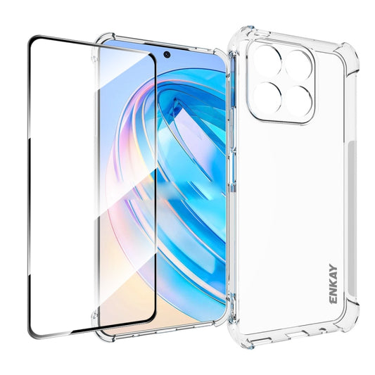 For Honor X8A 4G Global ENKAY Hat-Prince Transparent TPU Shockproof Phone Case with Glass Film - free shipping - PMC Jewellery - Order now!