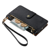 For iPhone 14 Pro Love Zipper Lanyard Leather Phone Case(Black)
