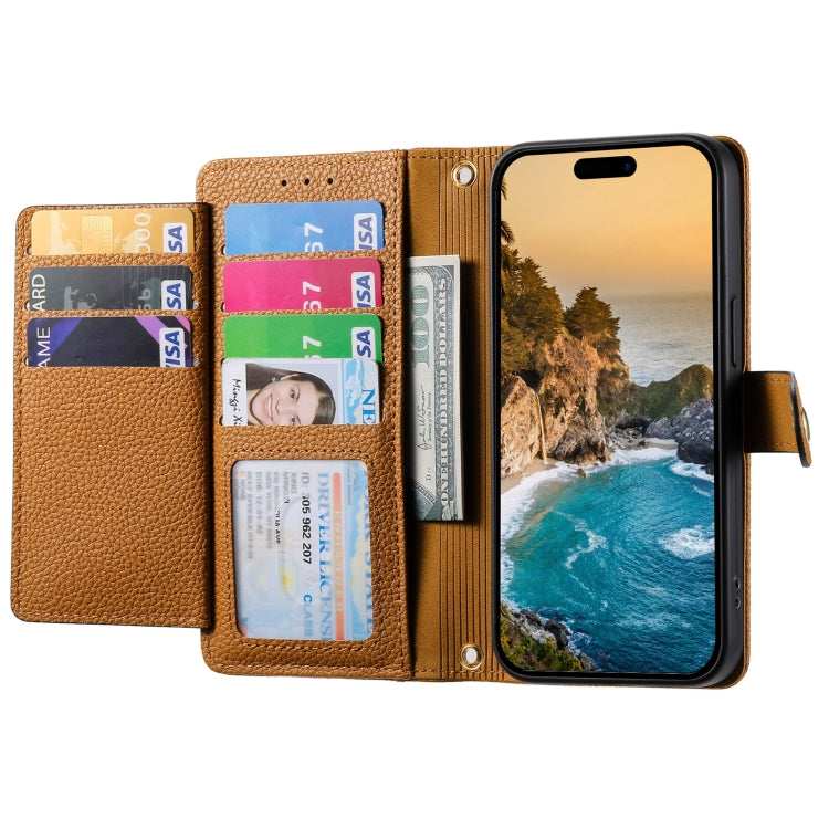 For iPhone 13 Pro Love Zipper Lanyard Leather Phone Case(Brown)